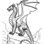 Fierce Dragon Perched on a Mountain Cliff coloring page