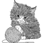 Fluffy Kitten Playing with a Ball of Yarn coloring page
