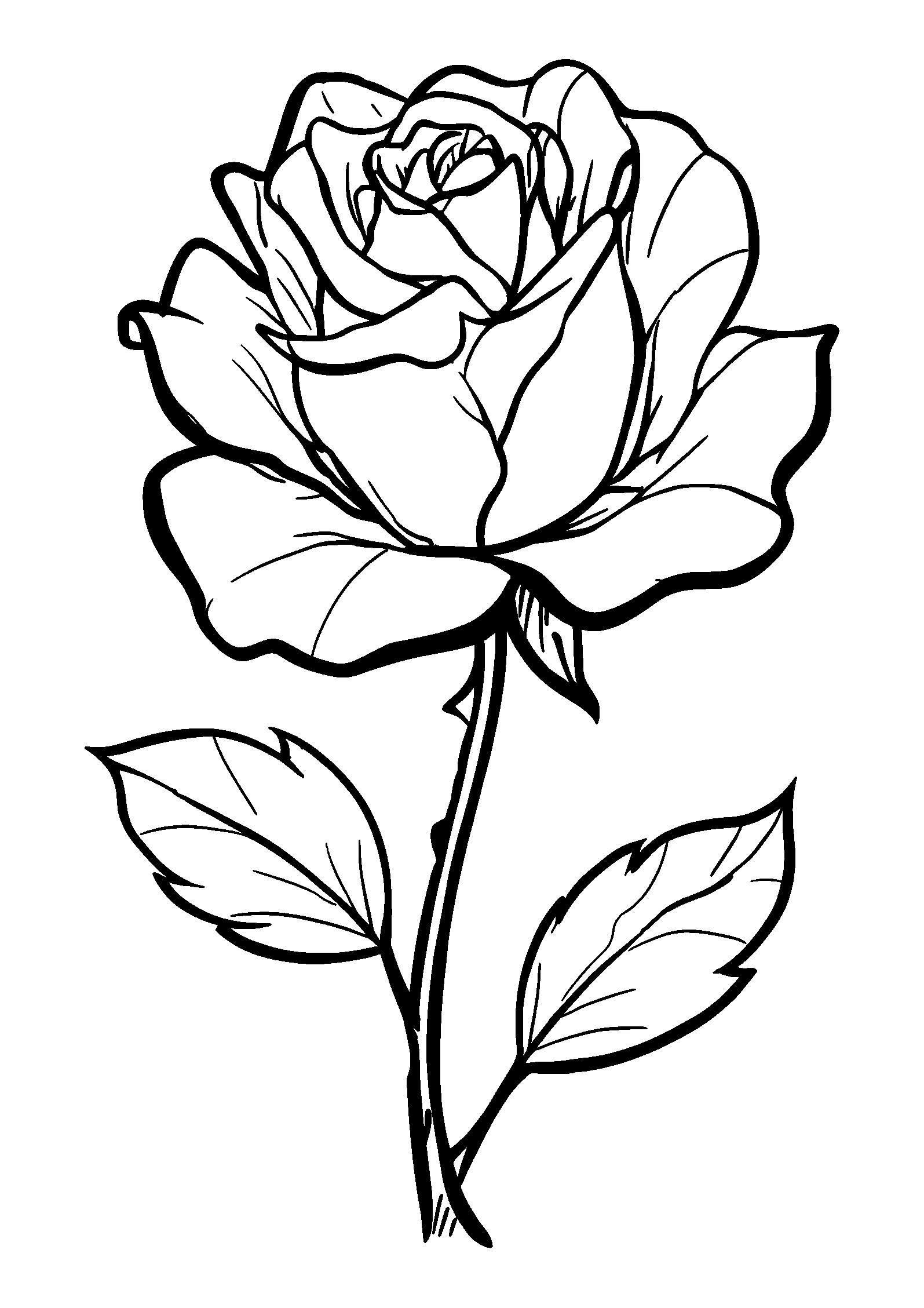 Single Open Rose with Layered Petals coloring page