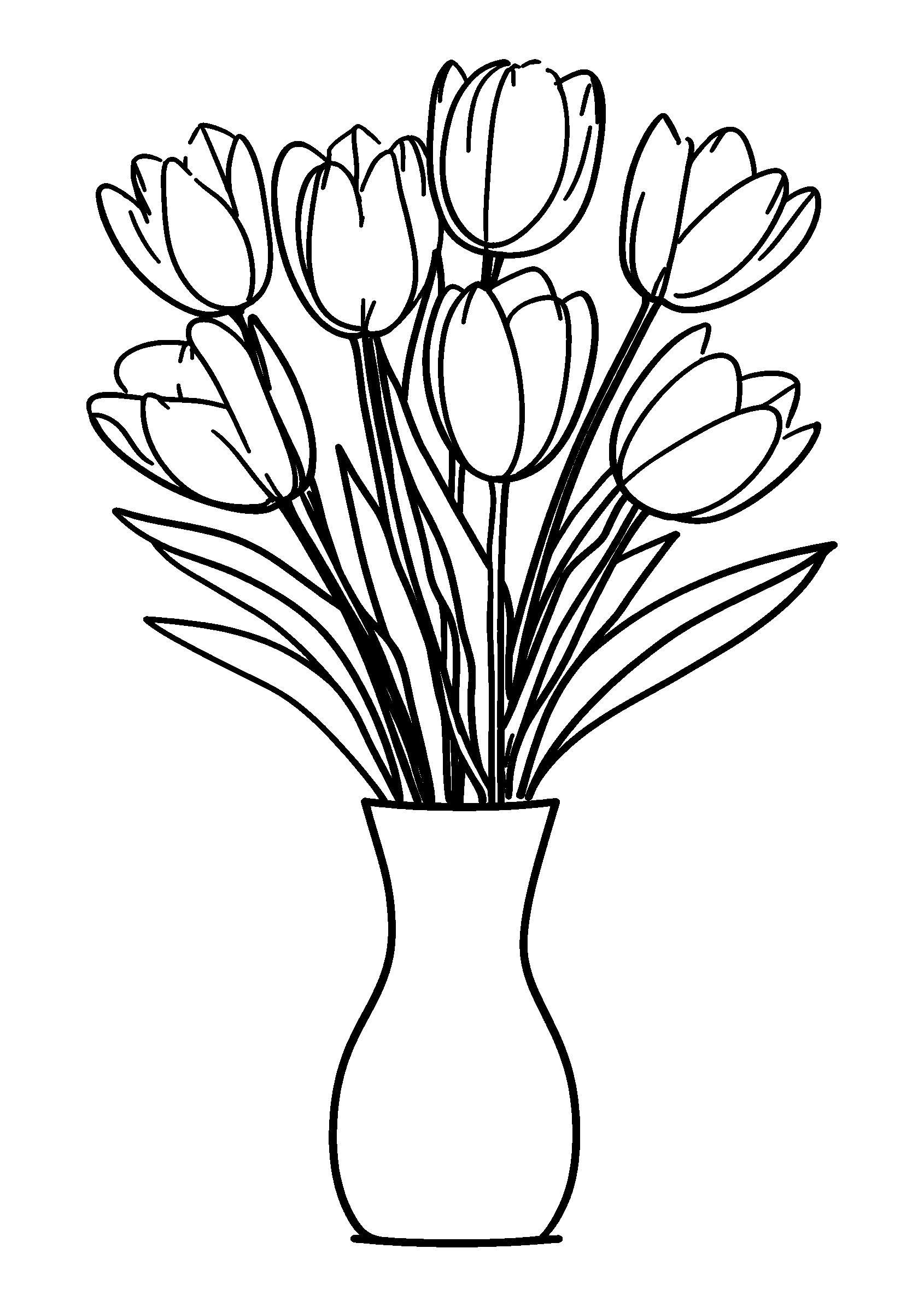 Bunch of Tulips in a Simple Vase coloring page