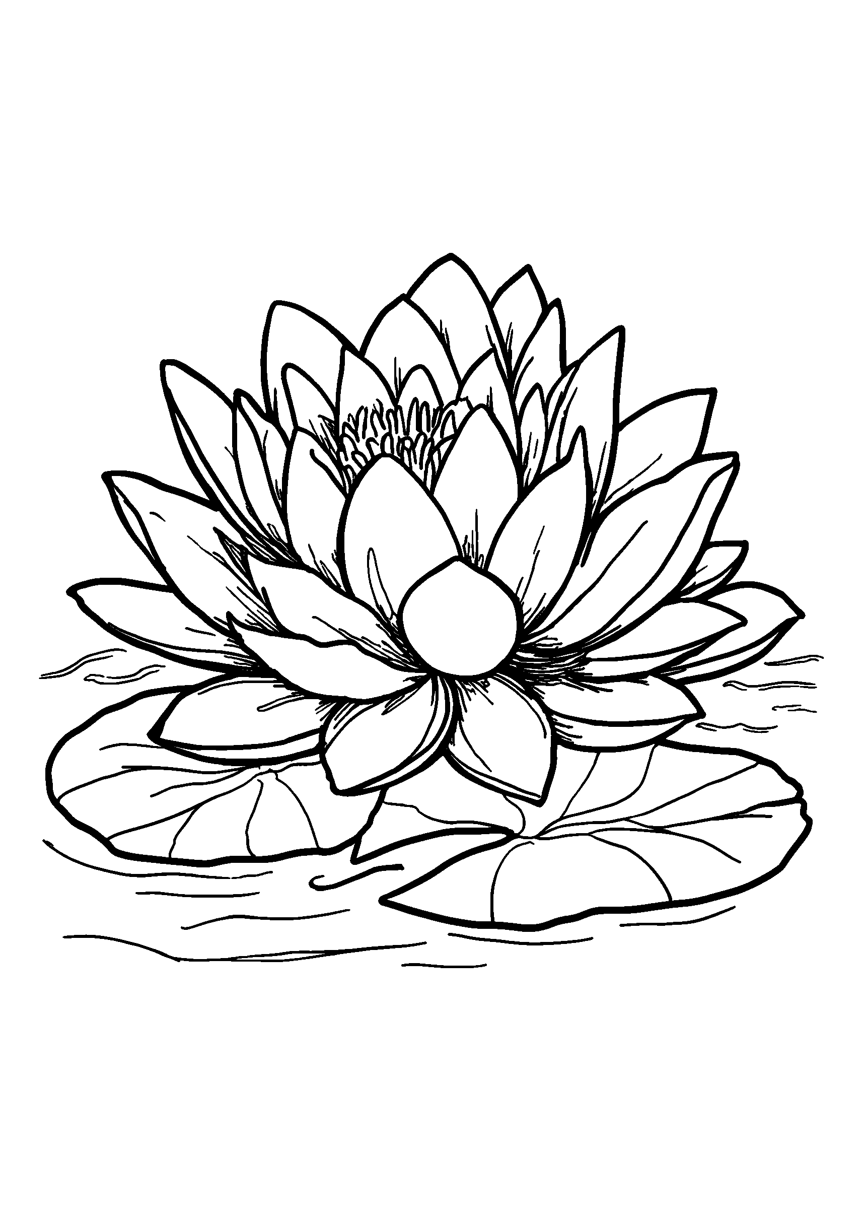 Lotus Flower Floating on Water coloring page