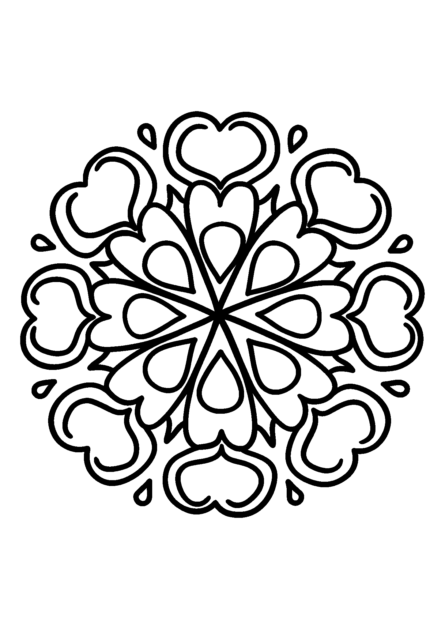 Mandala Composed of Hearts and Blossoms coloring page