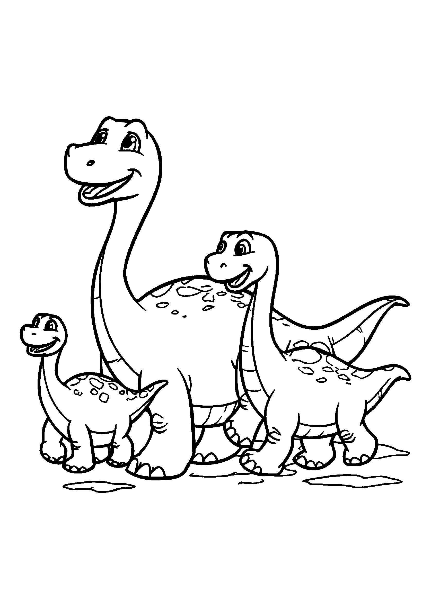 Dinosaur Family Walking Together coloring page