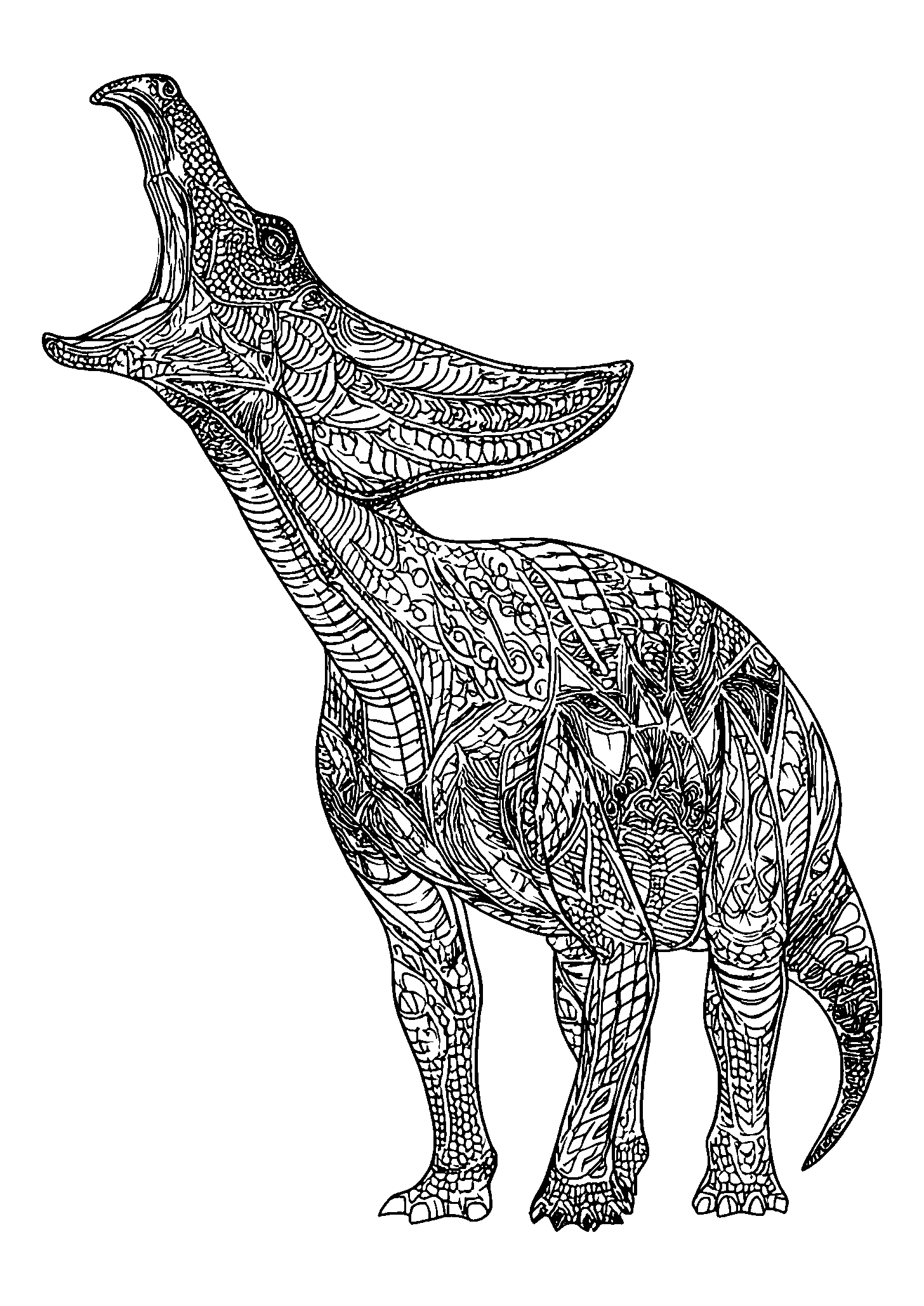 Parasaurolophus Calling out with its Crest coloring page