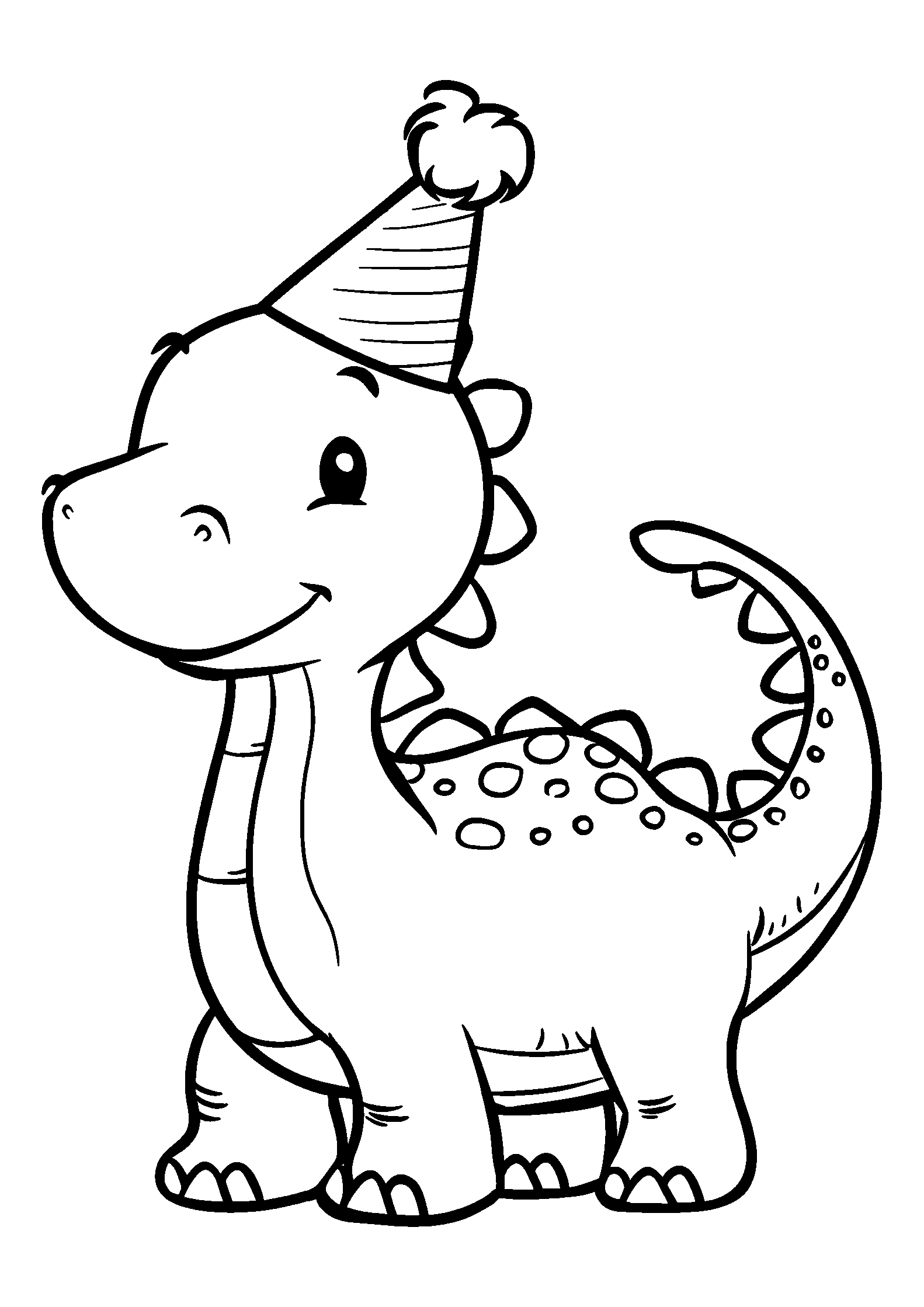 Small Dinosaur Wearing a Party Hat coloring page