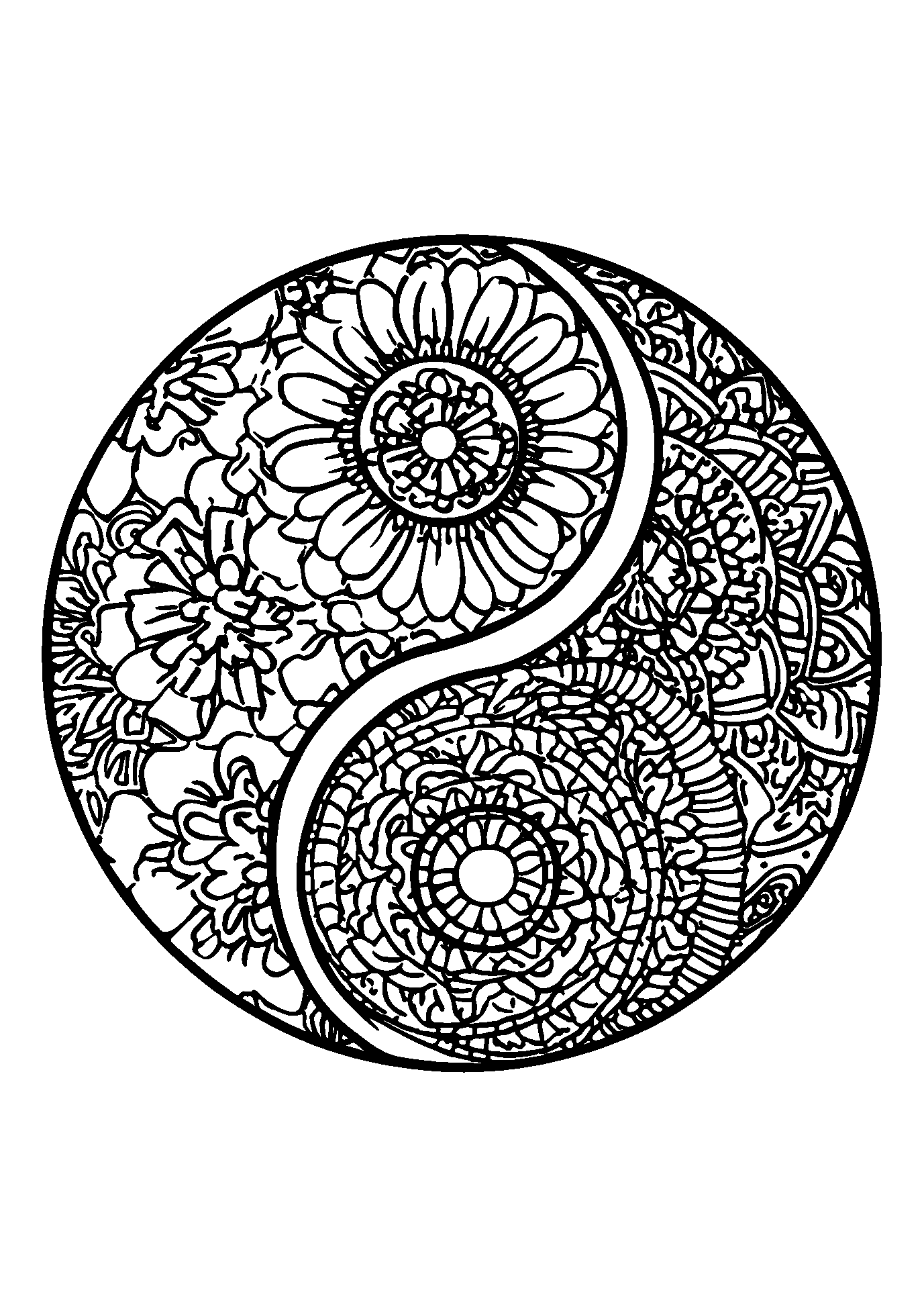 Circular Mandalas with Different Patterns But Aligned coloring page