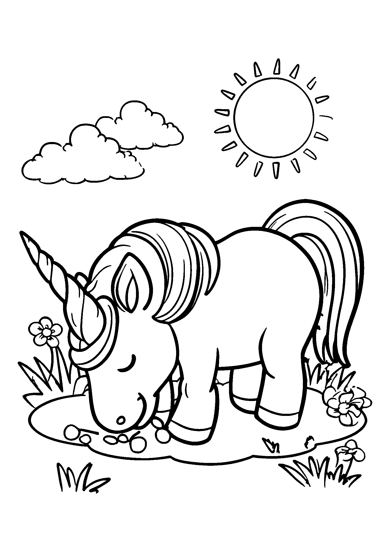 Majestic Triceratops Grazing in a Sunlit Field coloring page