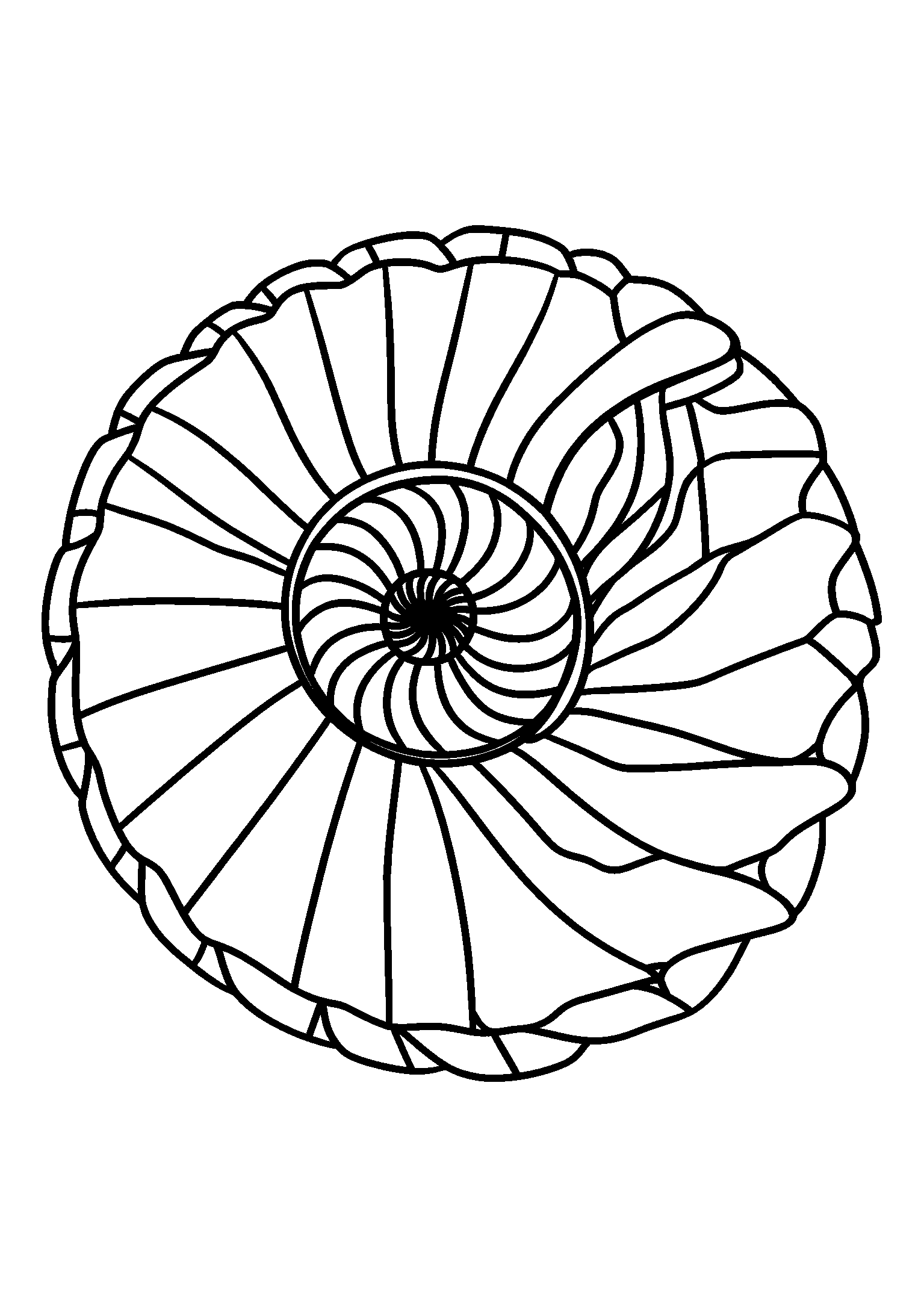 Mandala Designed from Spiral Shells and Sand Dollars coloring page