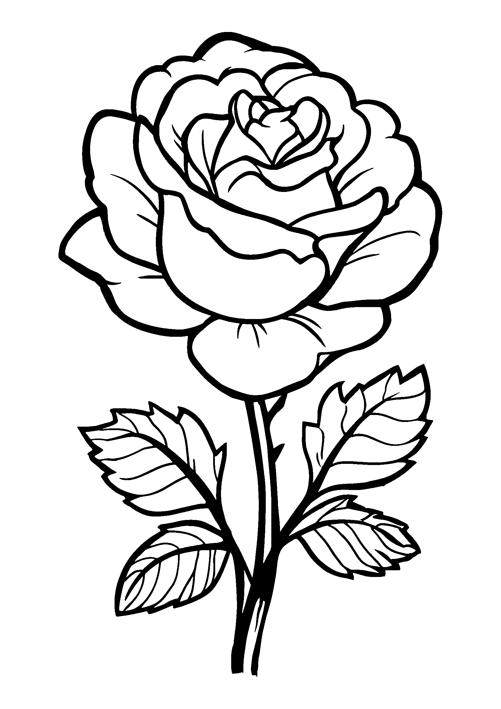 Single Rose with Dew Drops on Petals coloring page