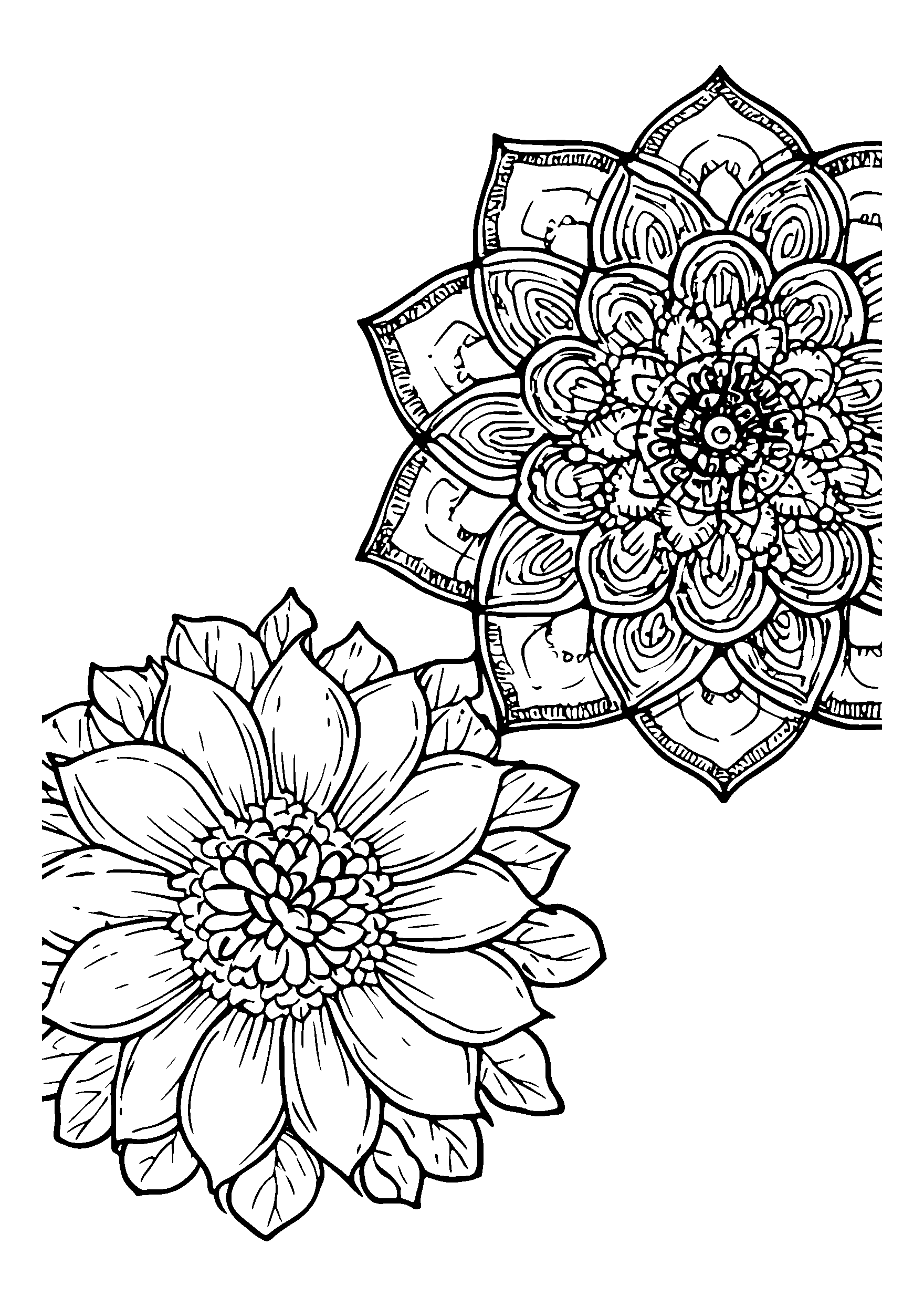 Mandalas Featuring Contrasting Light and Dark Designs coloring page