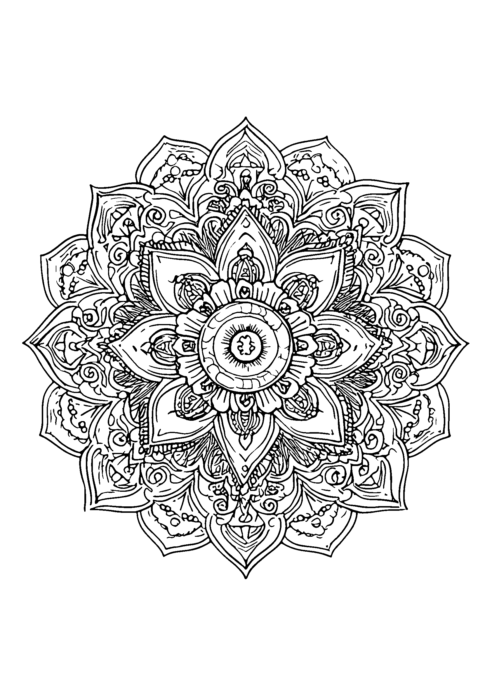 Festive Mandala Decorated with Holiday Symbols coloring page