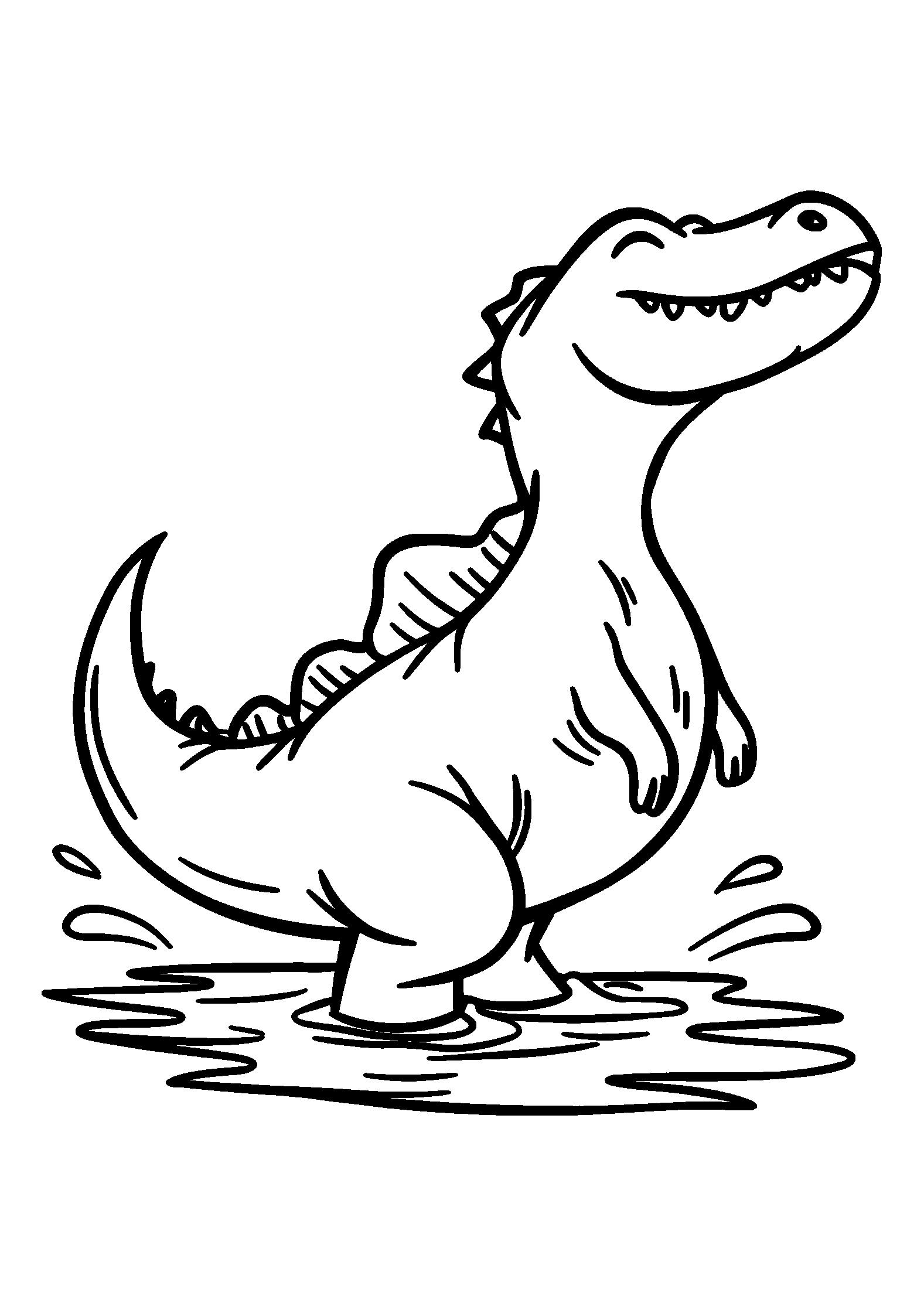 Spinosaurus Splashing in Shallow Water coloring page