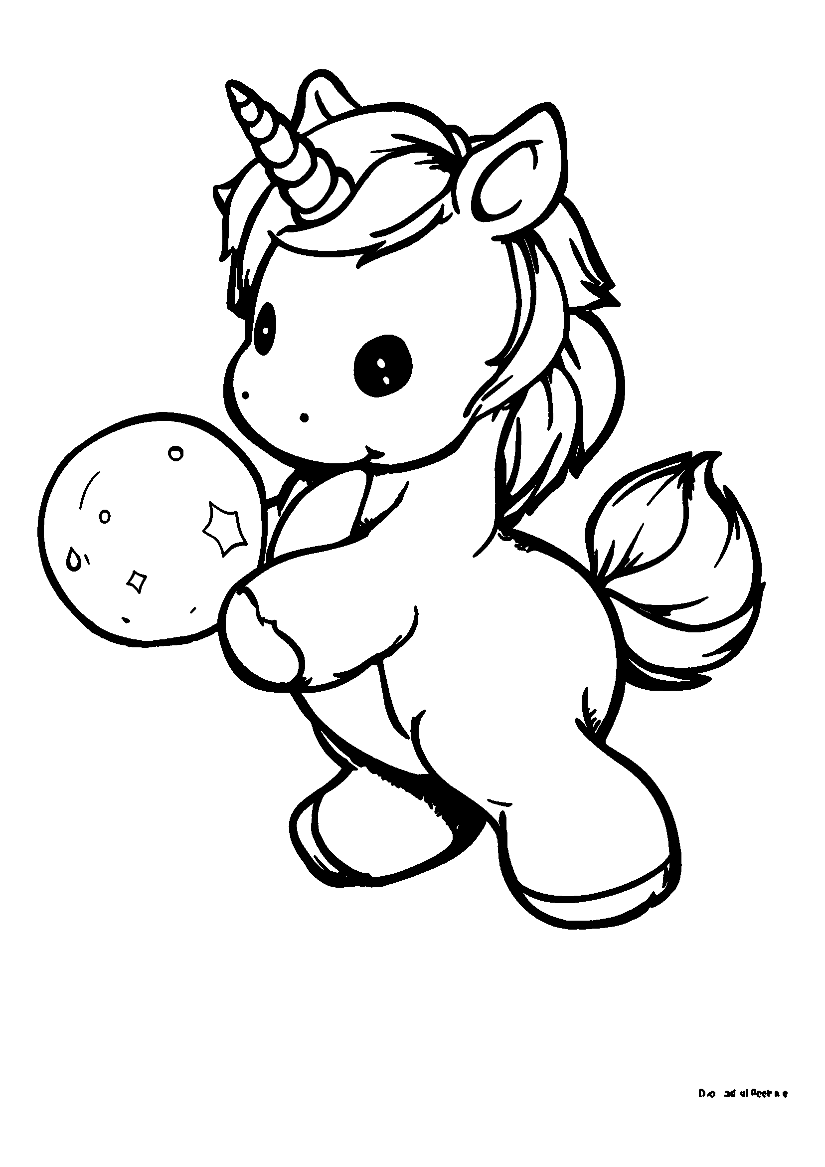 Unicorn Playing with a Shimmering Ball of Light coloring page