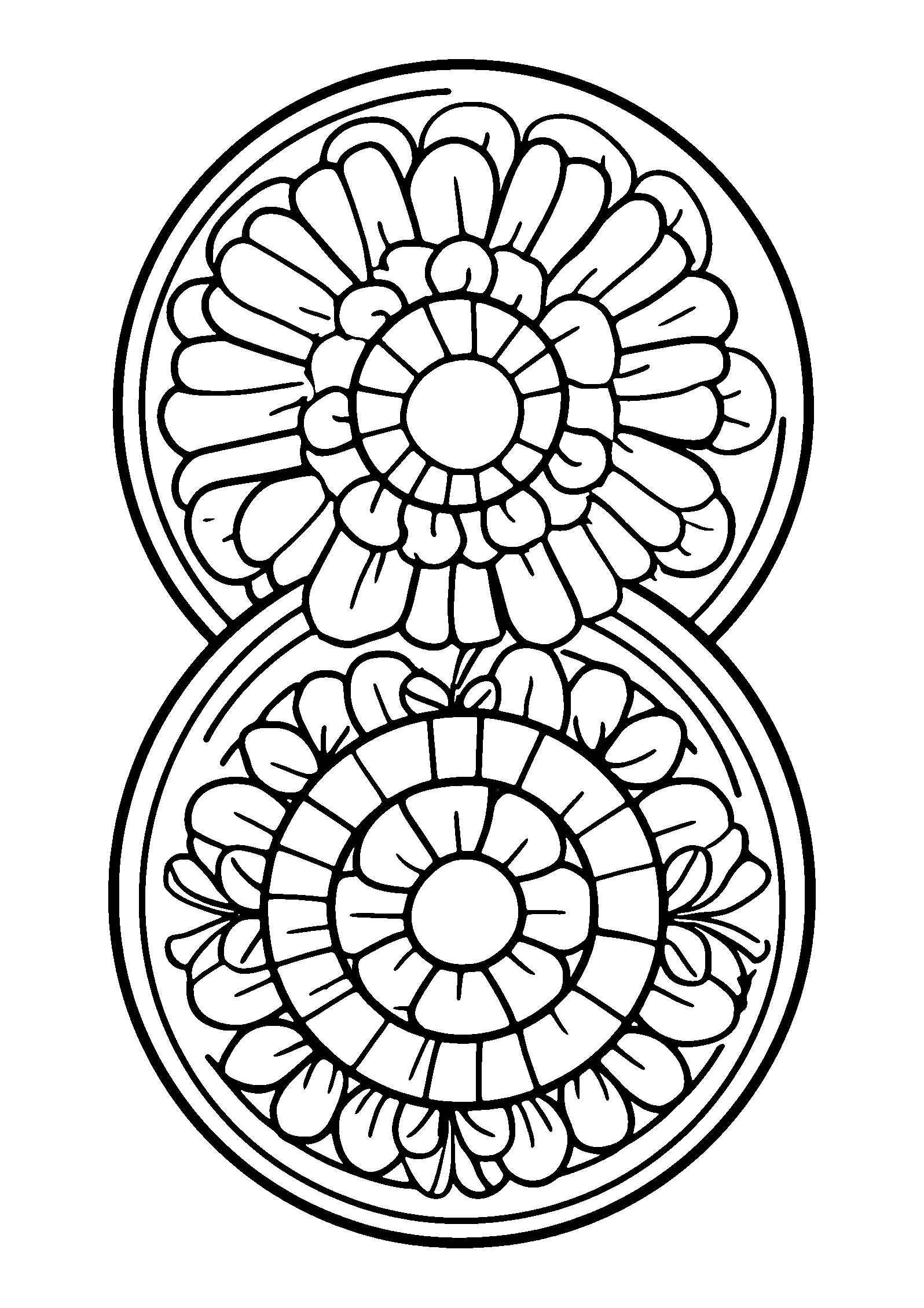 Playful Mandala with Cartoonish Creatures and Patterns coloring page