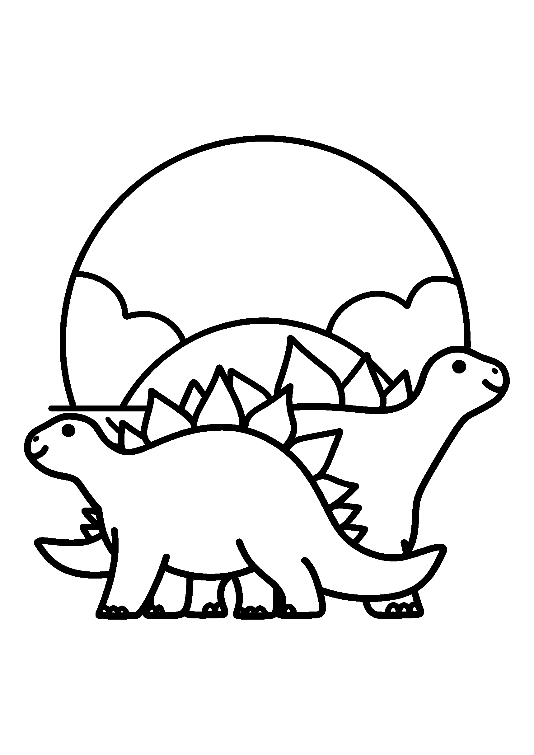 Stegosaurus Silhouetted Against a Sunset coloring page