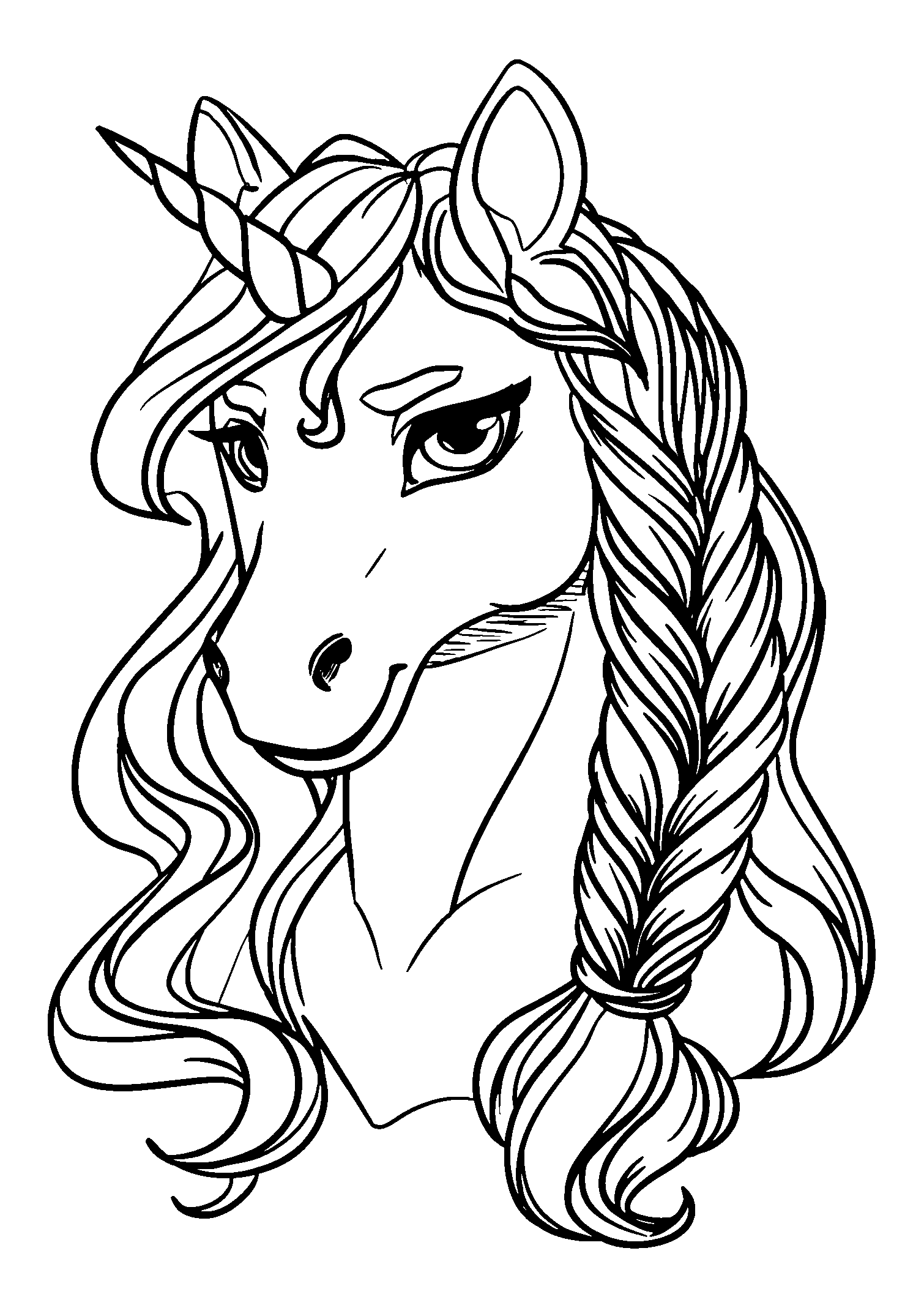 Unicorn with a Flowing Mane Running Along the Beach coloring page