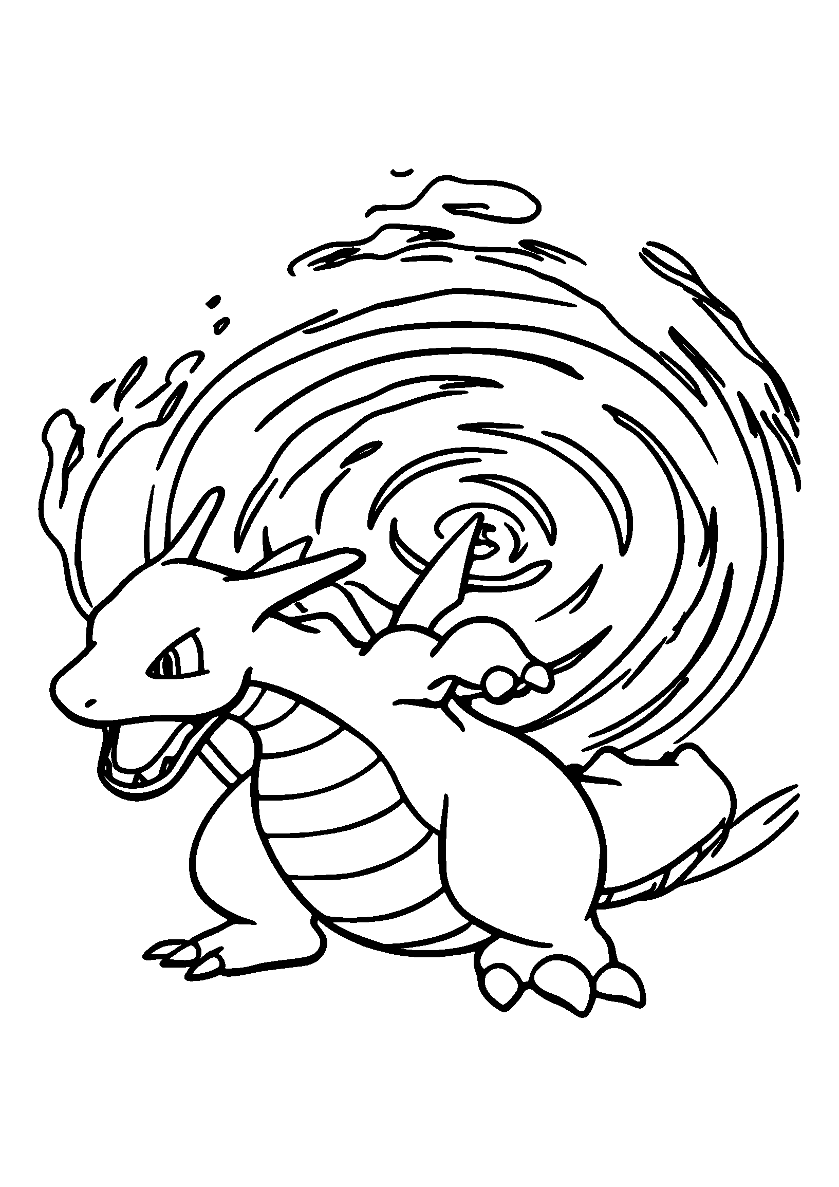 Dragon Creating a Spiral of Smoke in the Air coloring page