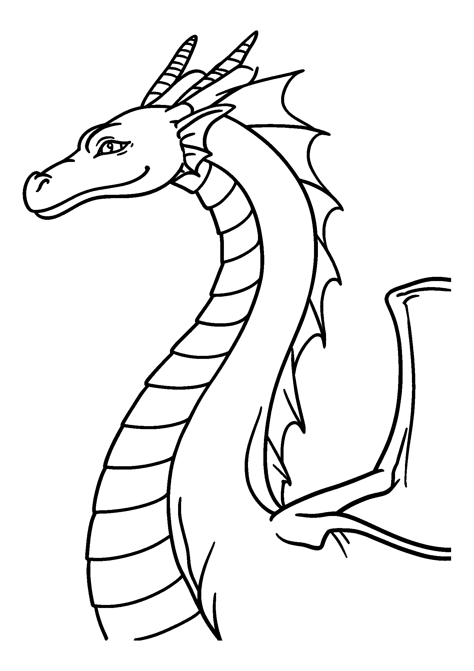 Dragon with a Long Neck Stretching Towards the Sky coloring page