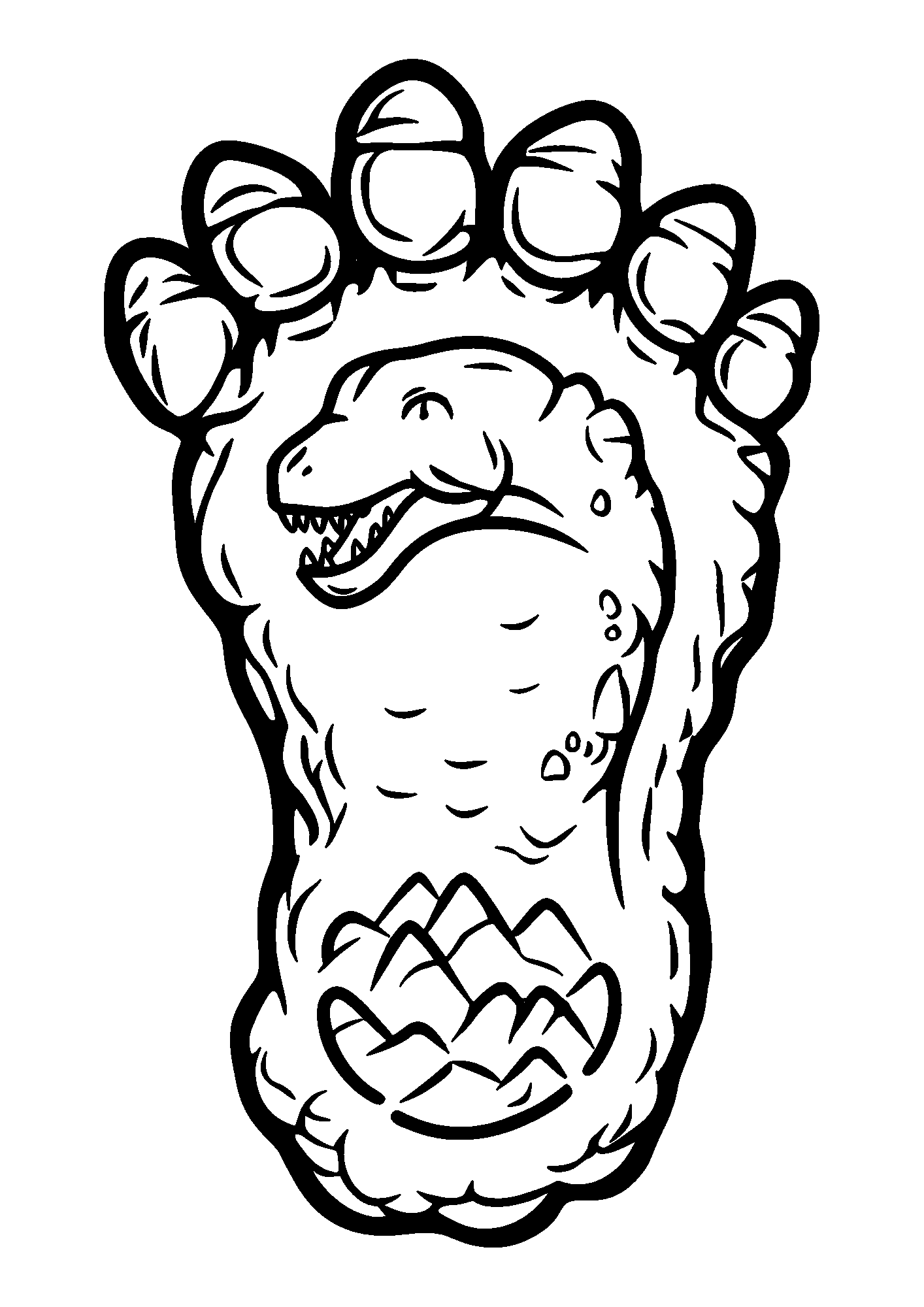 Ancient Dinosaur Footprint Preserved in Stone coloring page