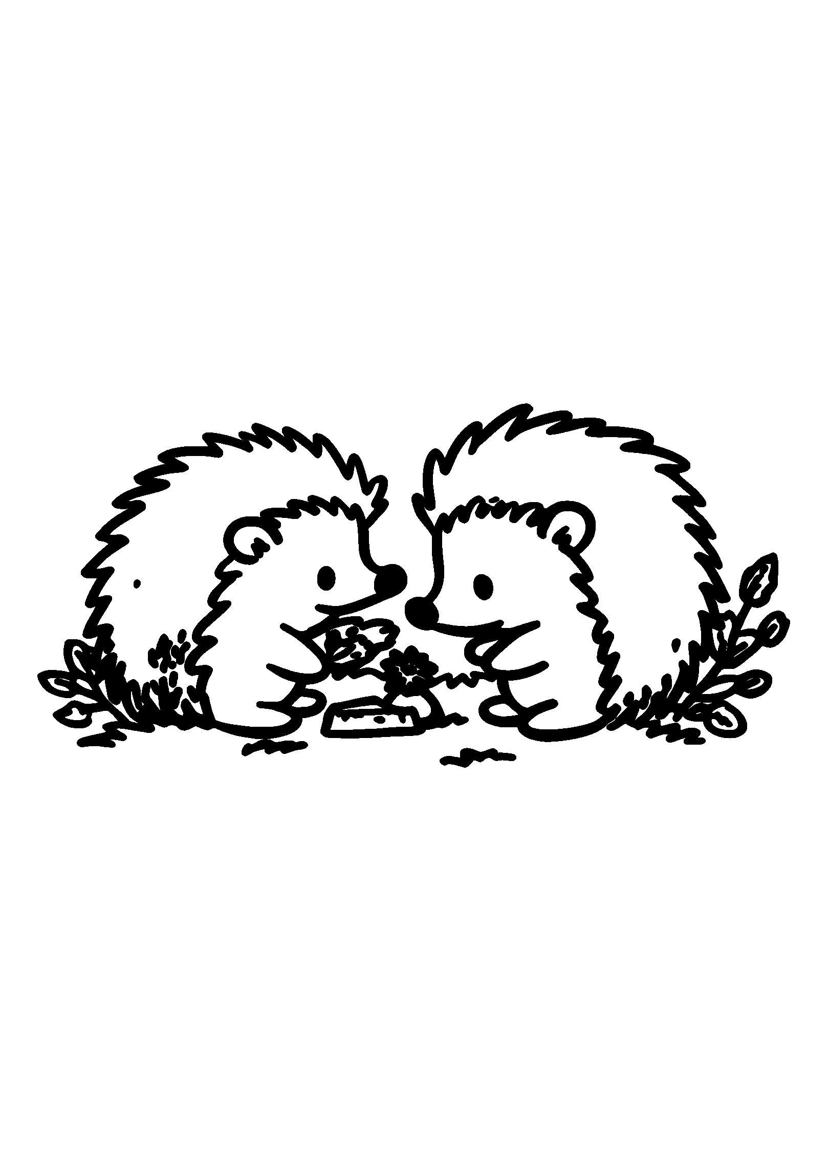 Hedgehogs Sharing a Picnic by a Stream coloring page