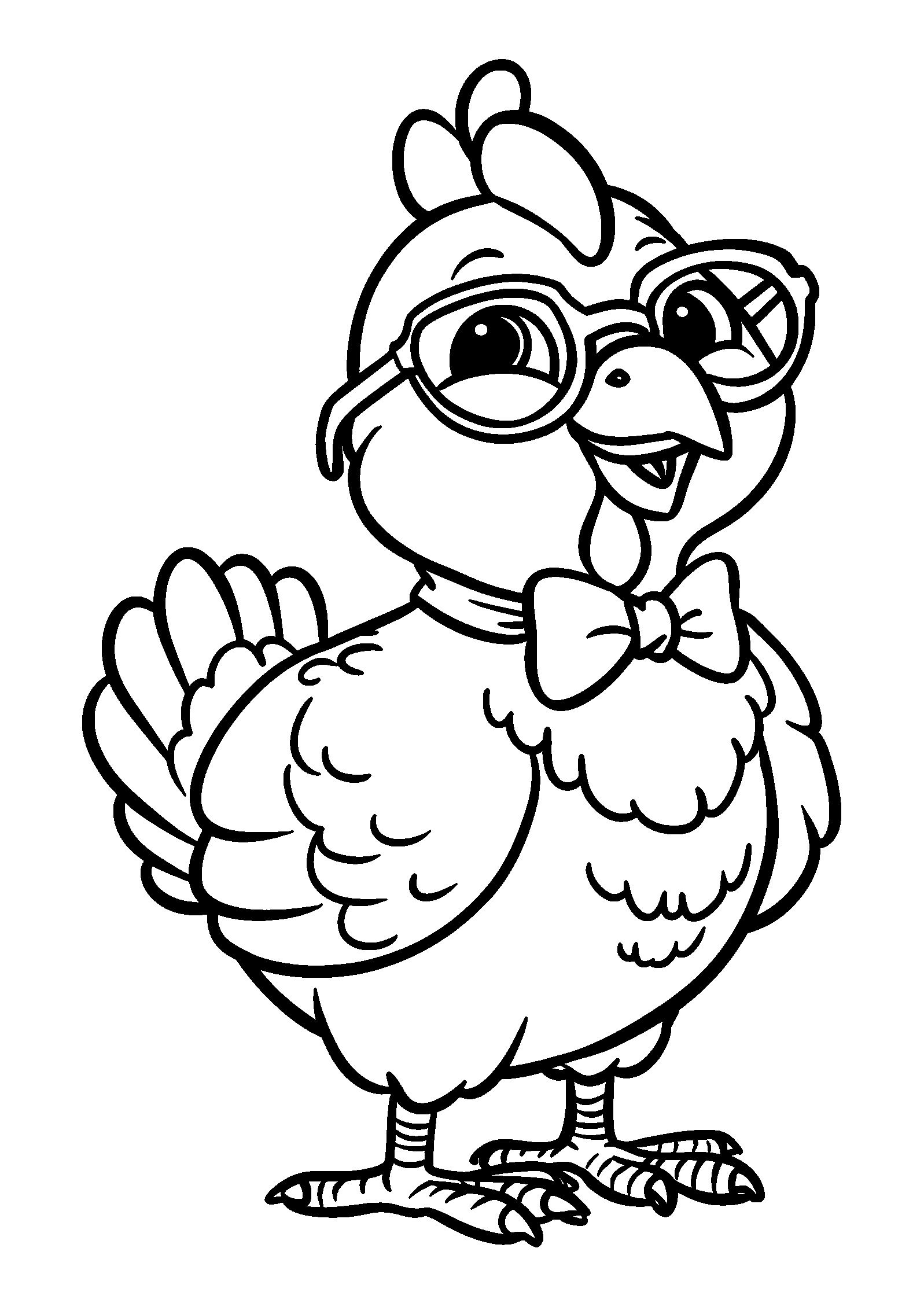 Whimsical Turkey Wearing Glasses and a Bowtie coloring page