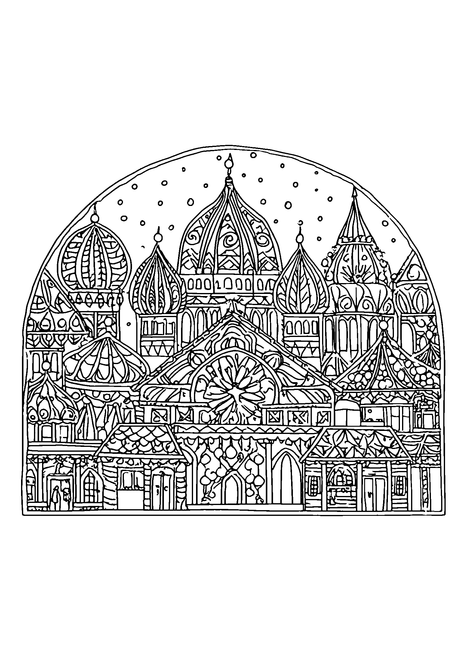 Christmas Market Bustling with Cheerful Shoppers coloring page