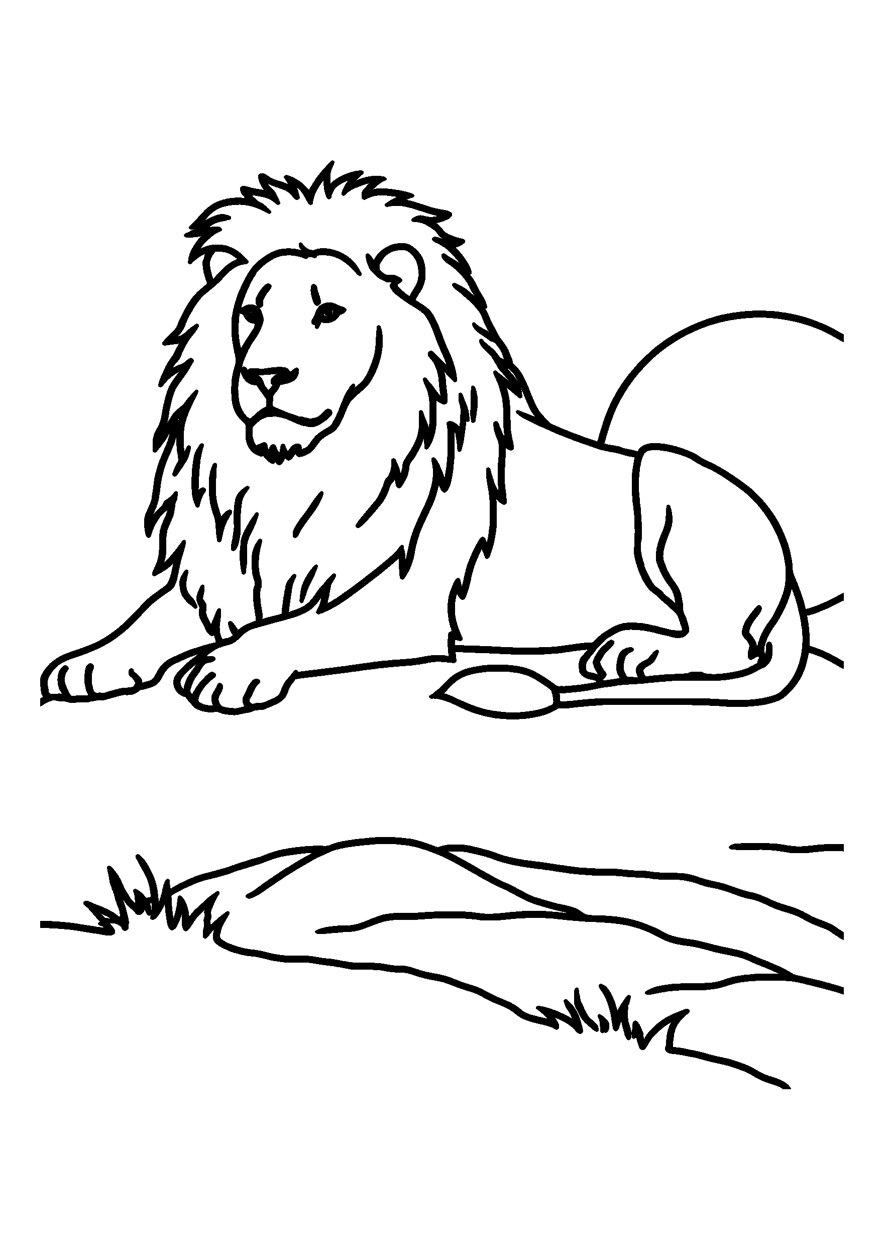Majestic Lion Resting on a Savannah Hill coloring page