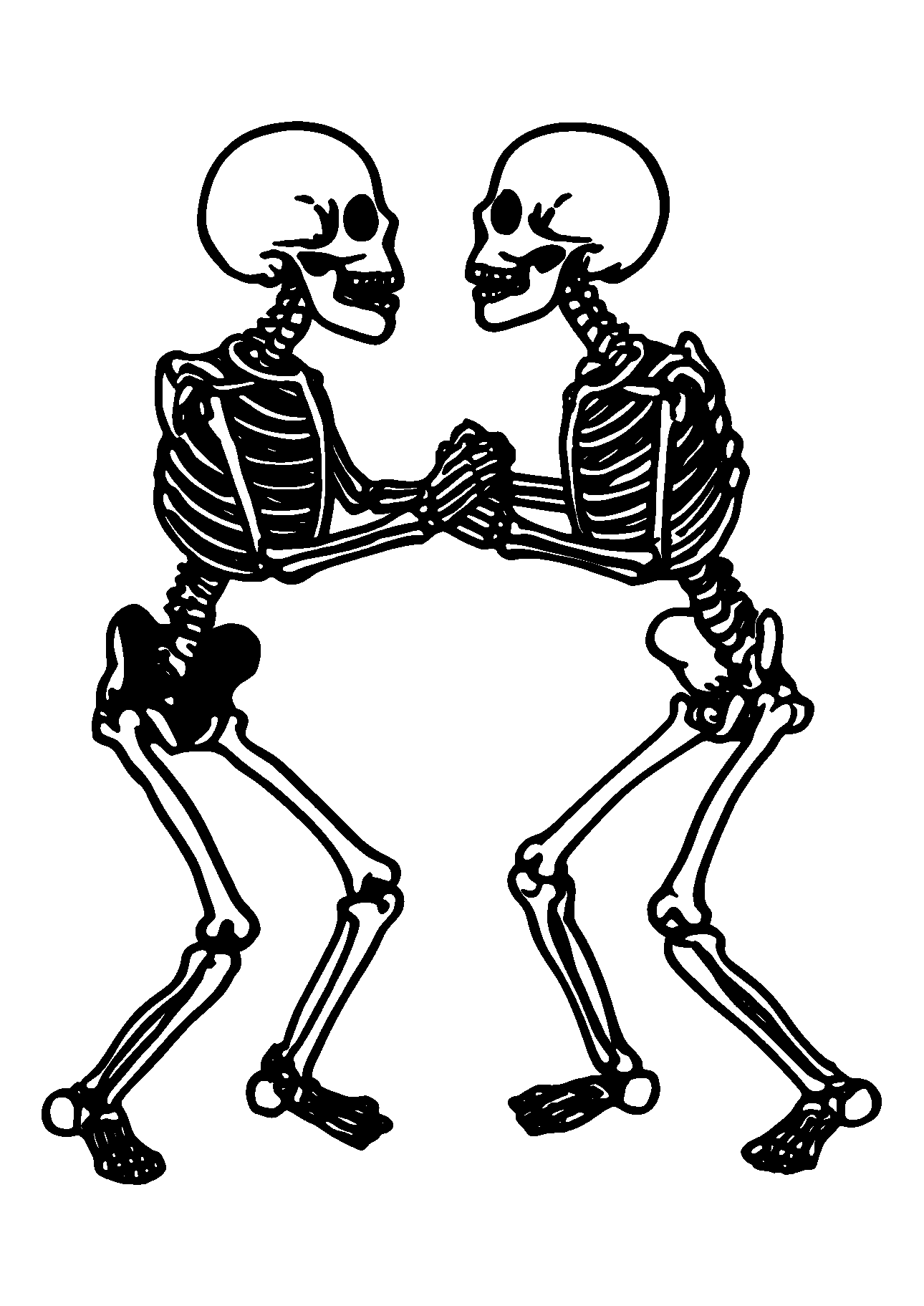 Skeletons Doing a Dance on a Stage coloring page