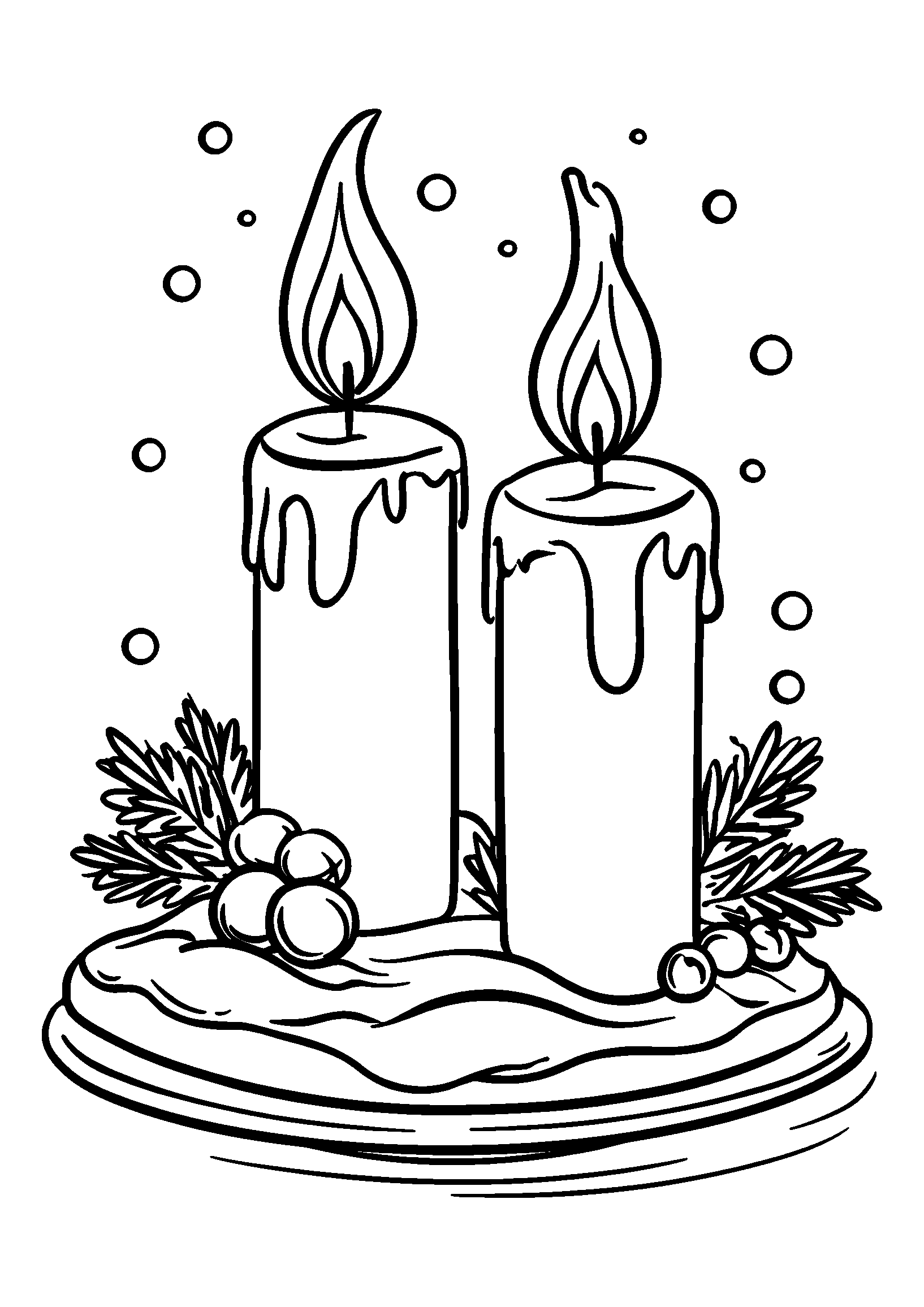 Candles Flickering on a Wintry Night Table coloring page