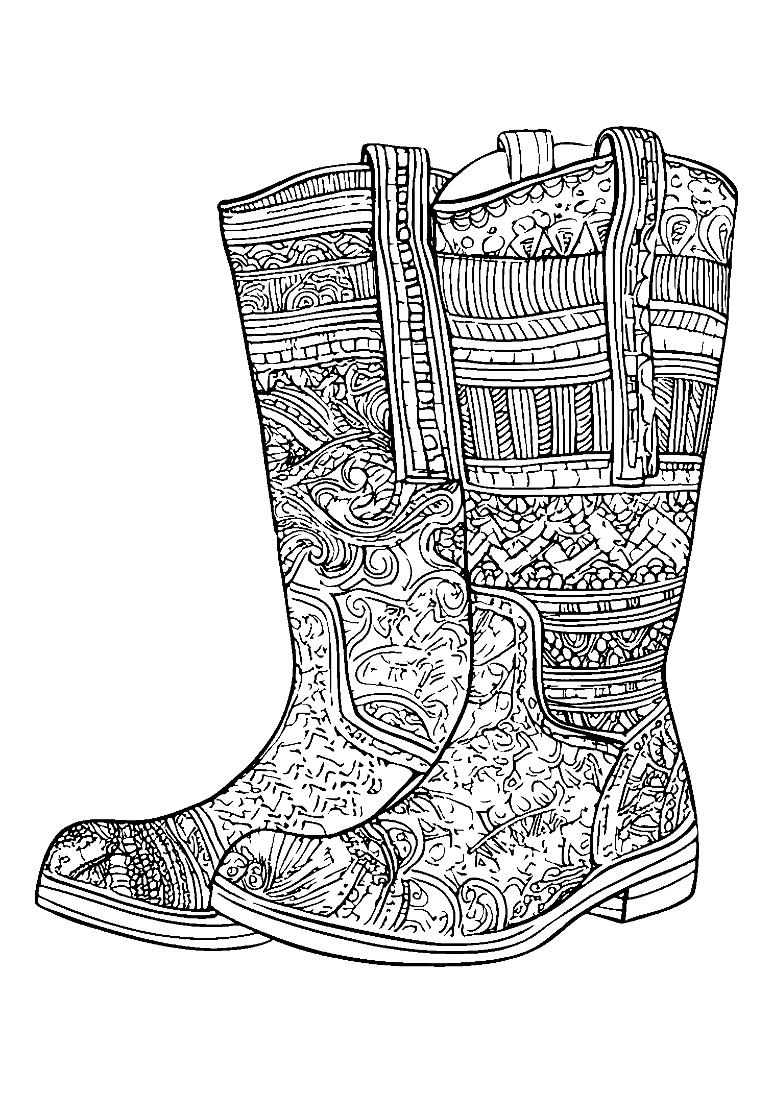 Pair of Cozy Winter Boots Standing by a Door coloring page