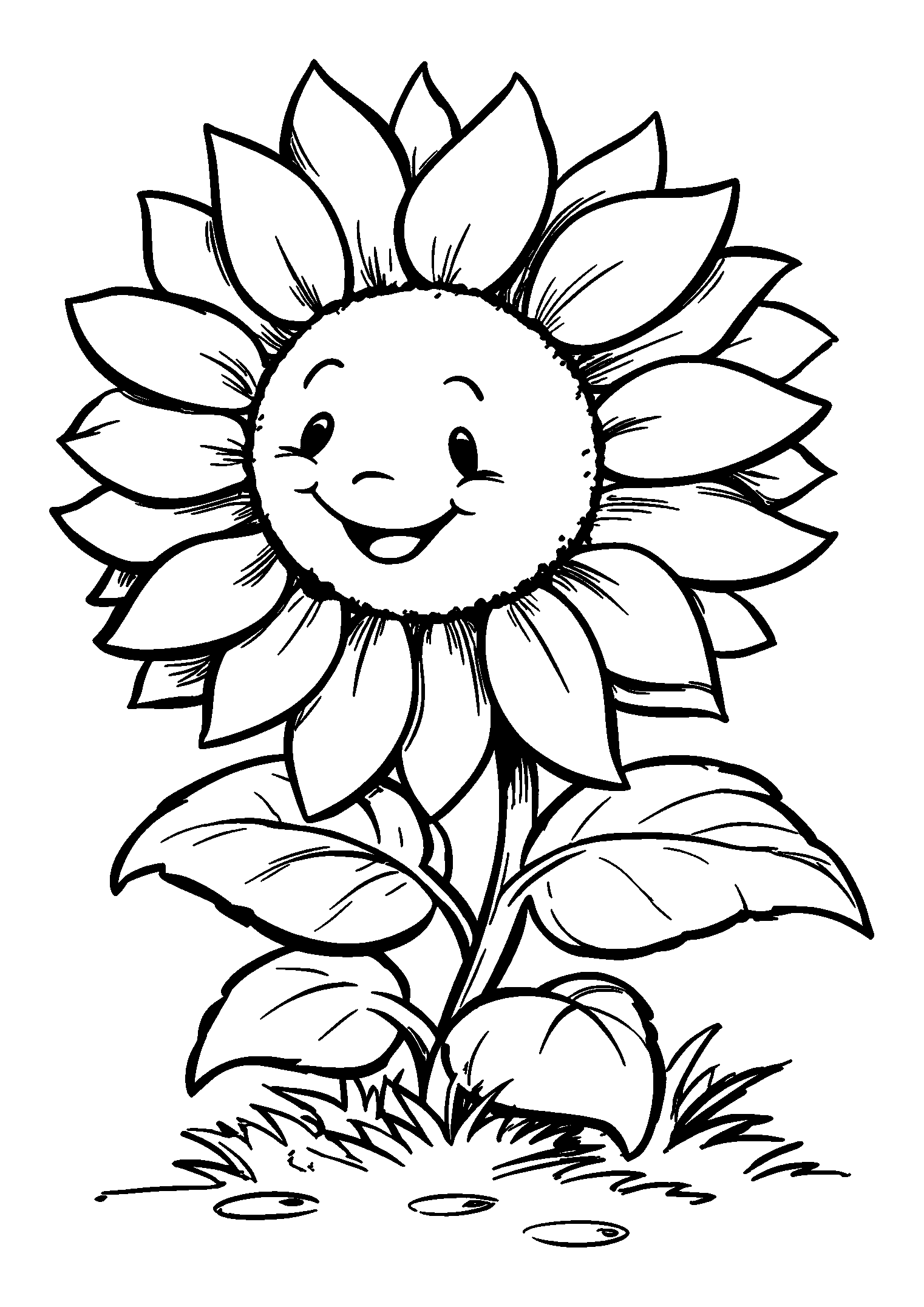 Cheerful Sunflower Swaying in the Breeze coloring page