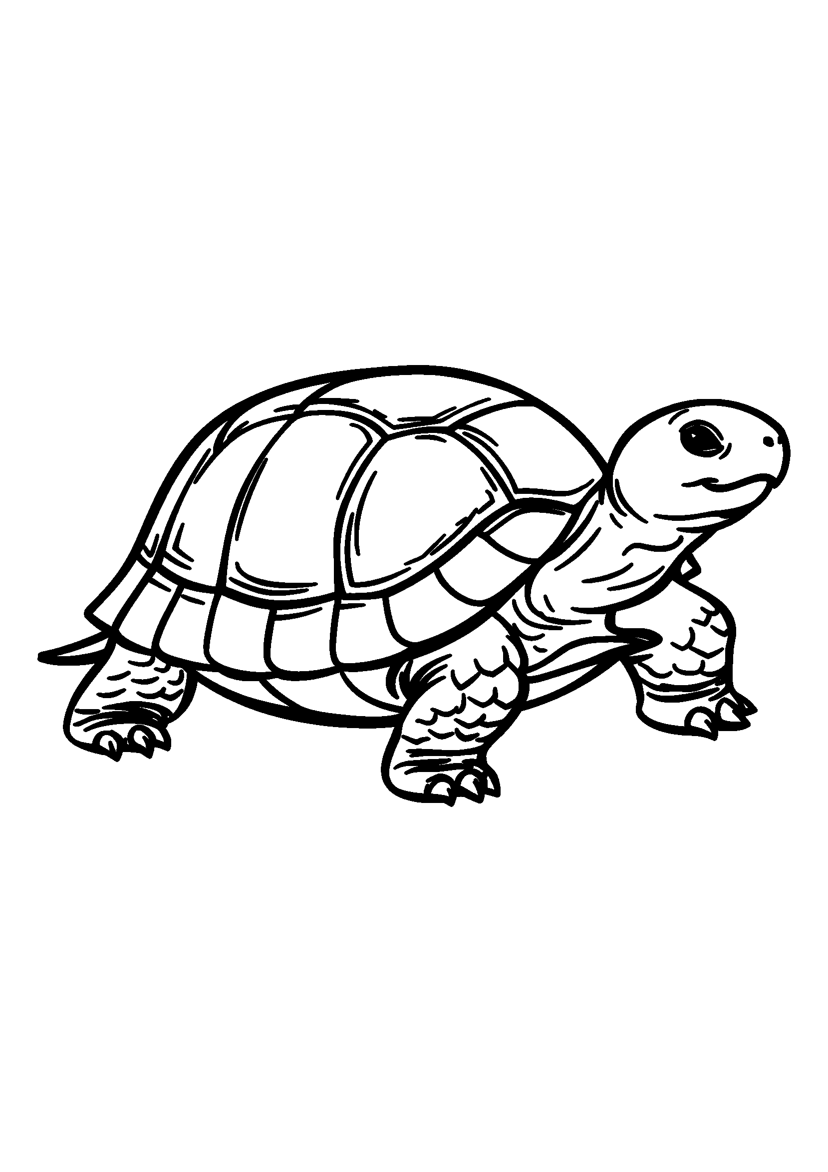 Wise Old Tortoise Slowly Crossing a Path coloring page