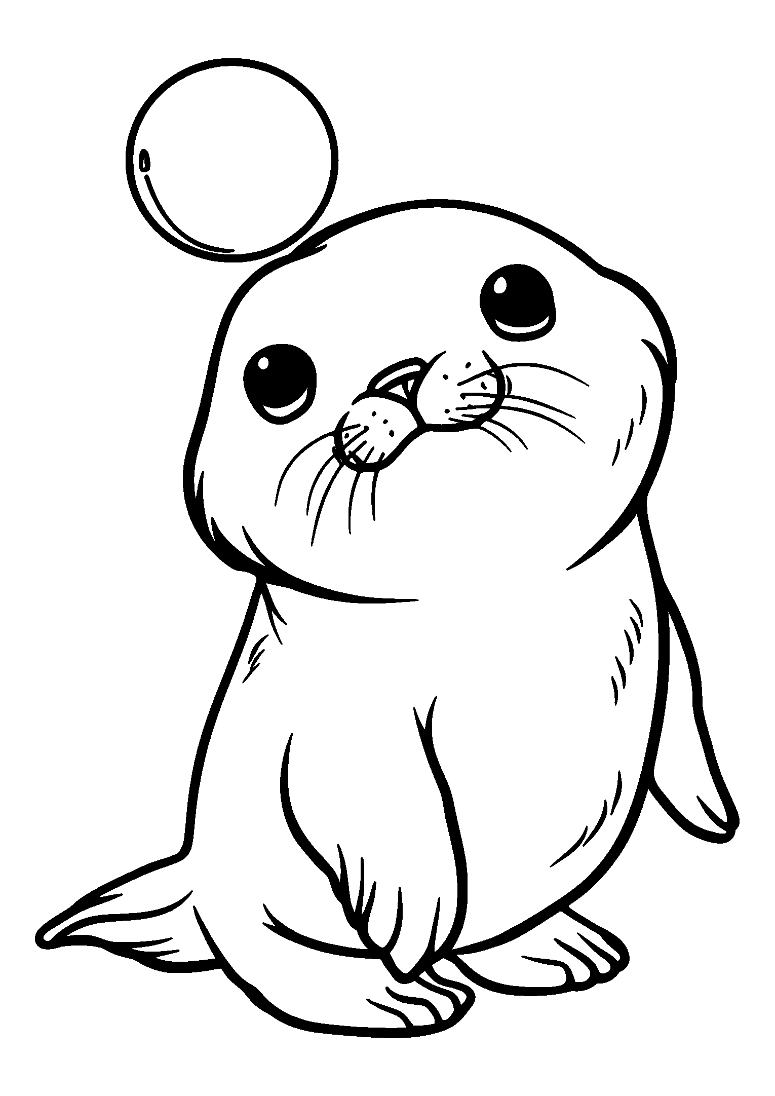 Cute Seal Balancing a Ball on its Nose coloring page