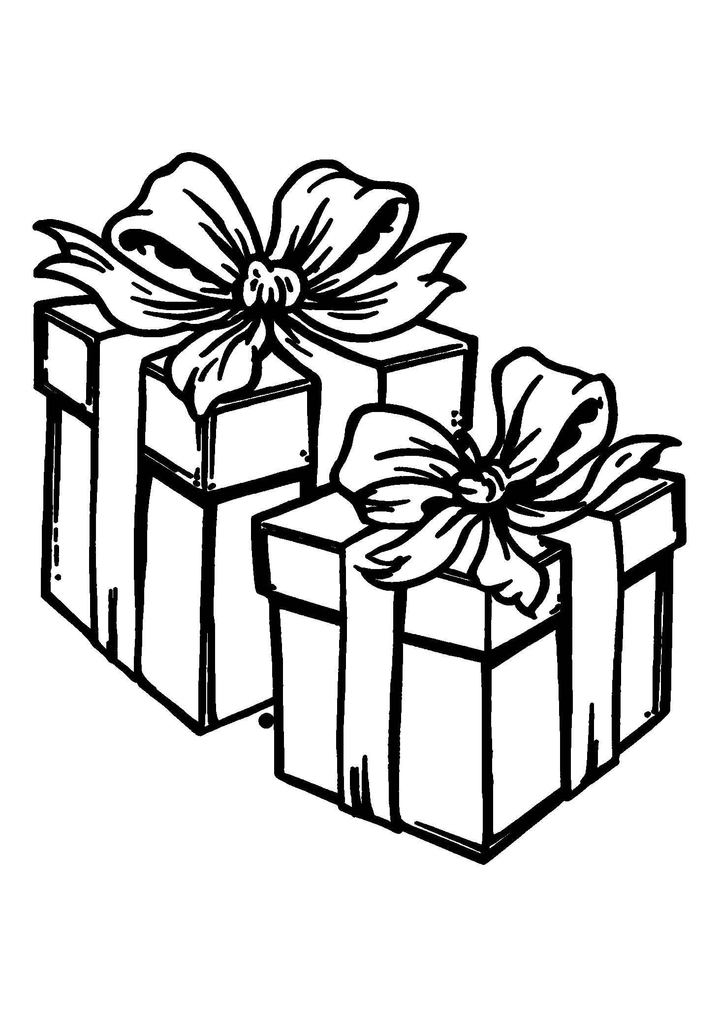 Presents Wrapped in Colorful Paper with Bows coloring page