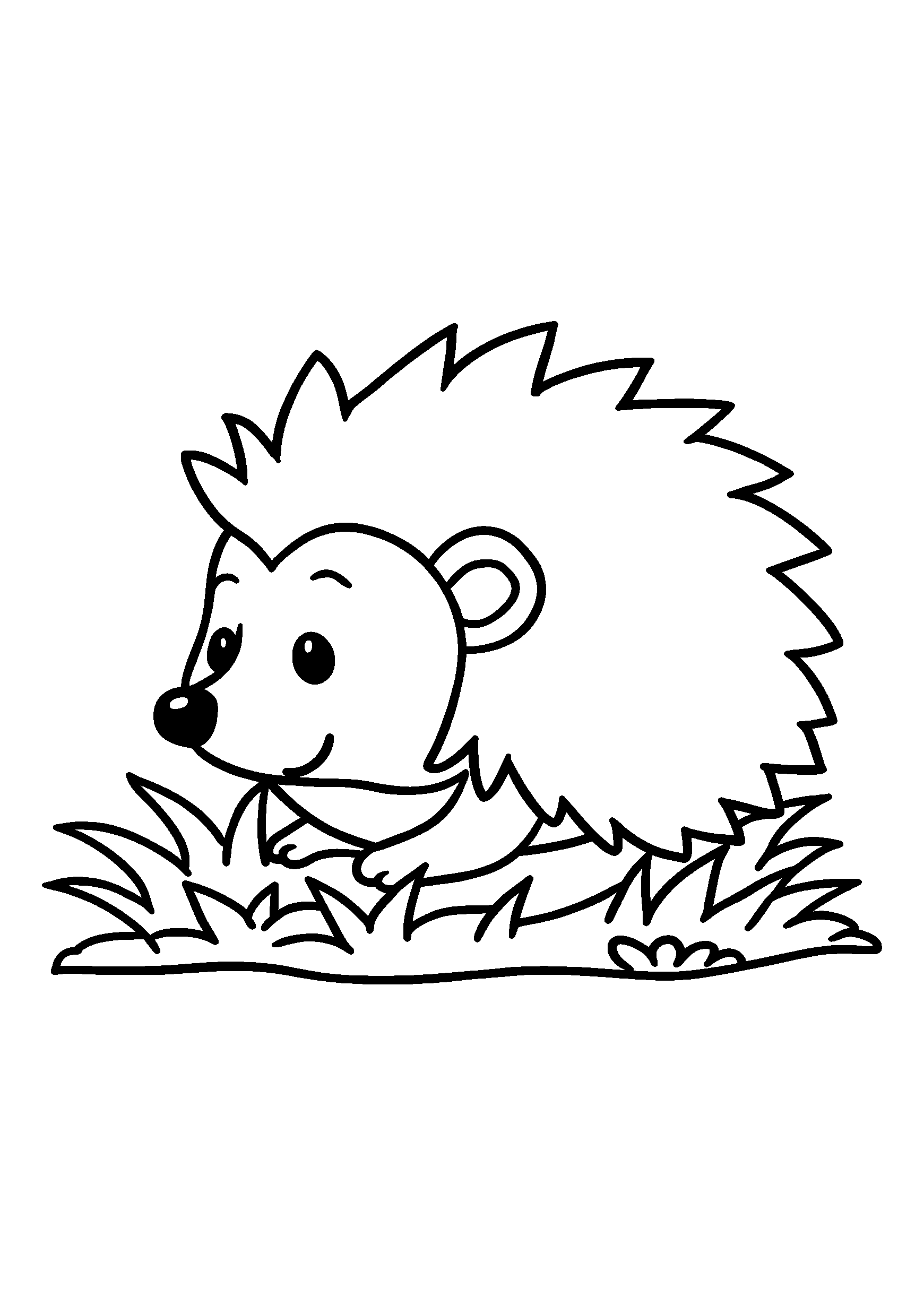 Hedgehog Rolling into a Ball on the Grass coloring page
