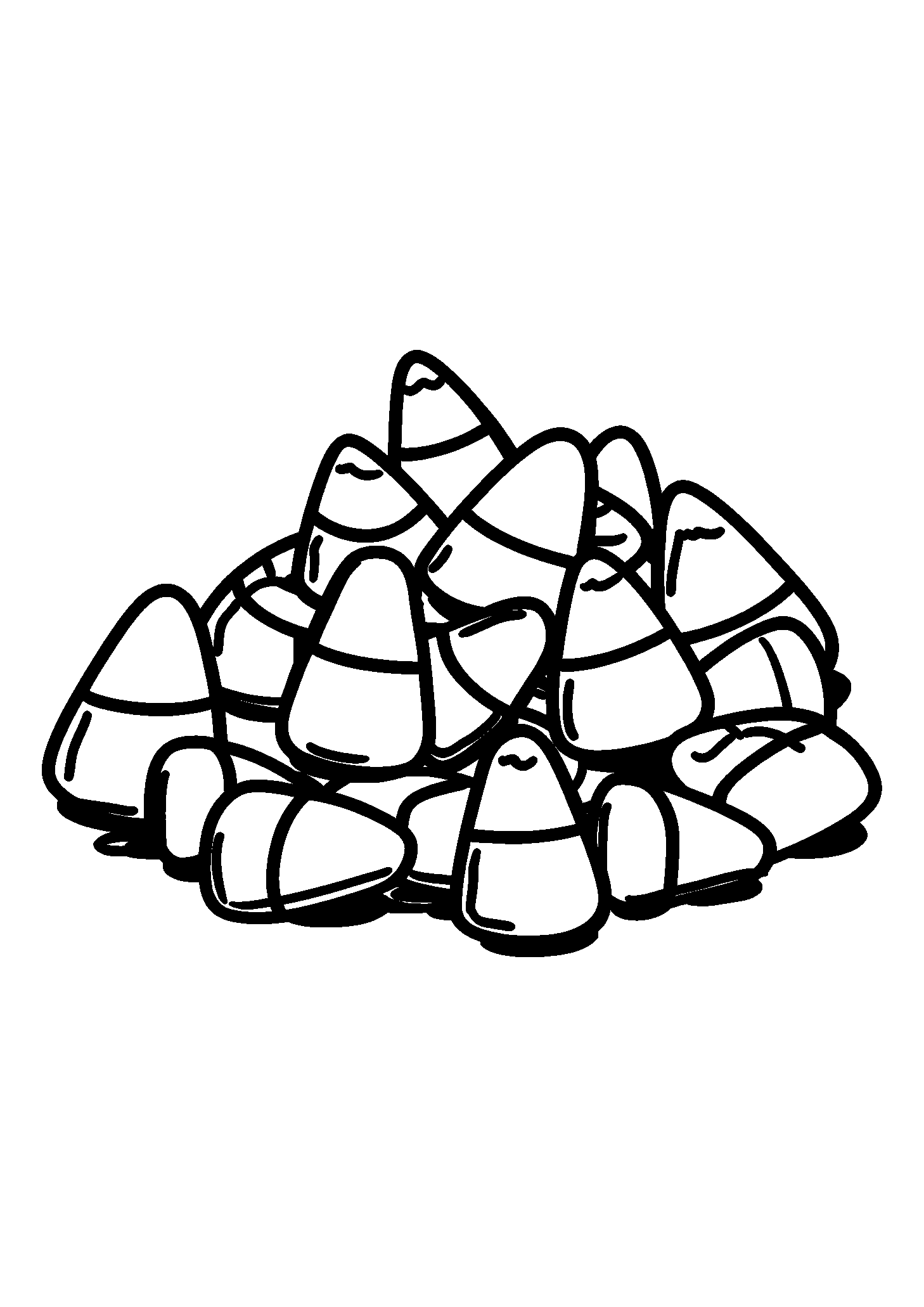 Collection of Candy Corn Scattered on the Ground coloring page