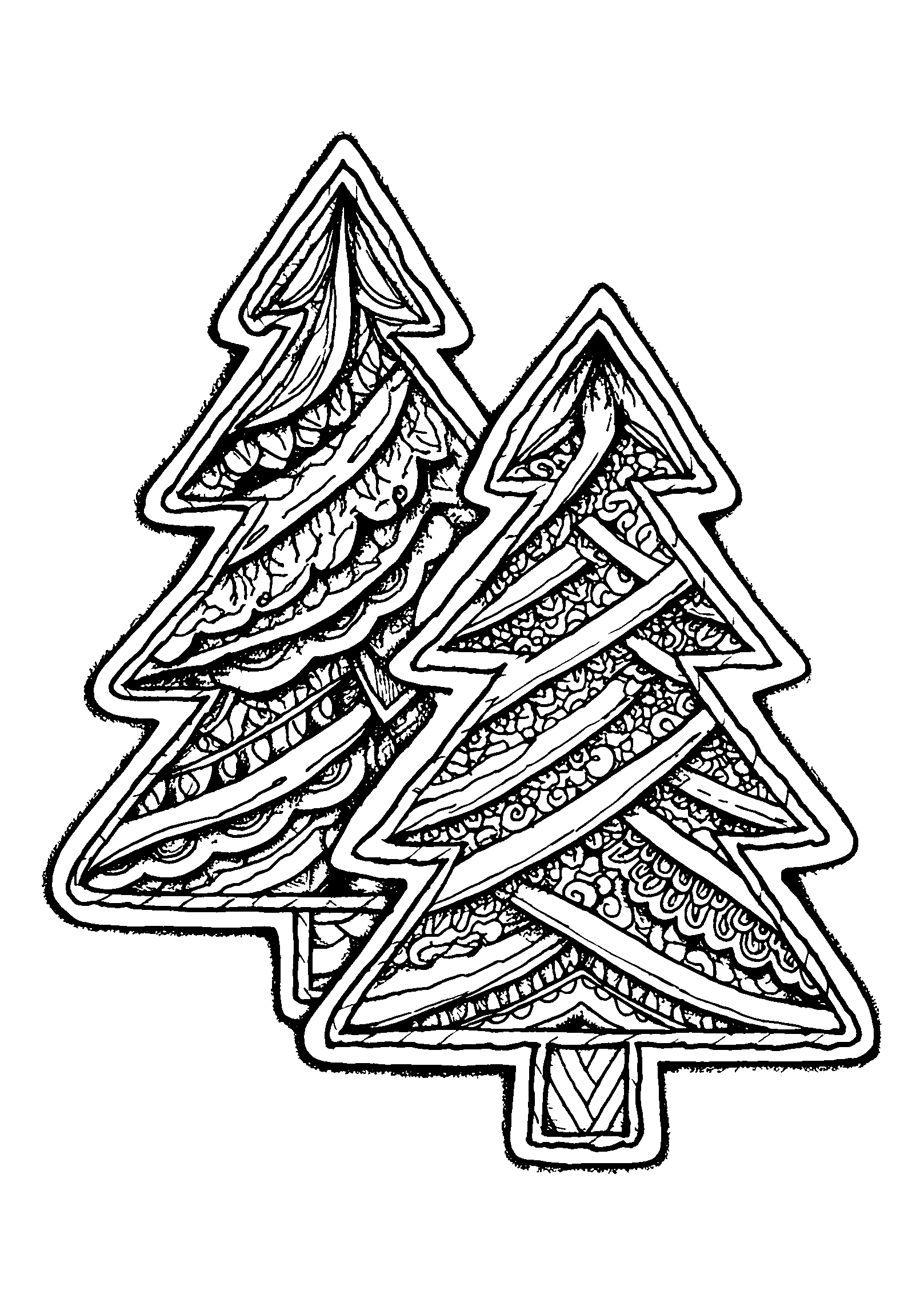 Decorated Sugar Cookies Shaped Like Christmas Trees coloring page