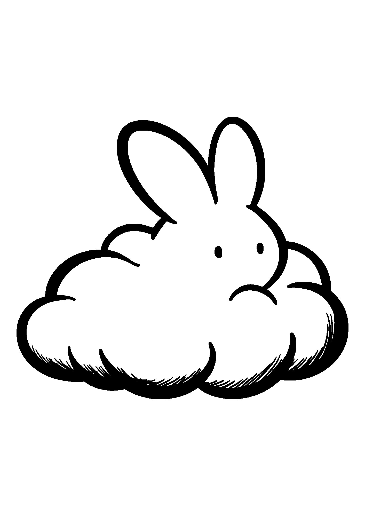 Fluffy Cloud Shaped Like a Bunny in the Sky coloring page